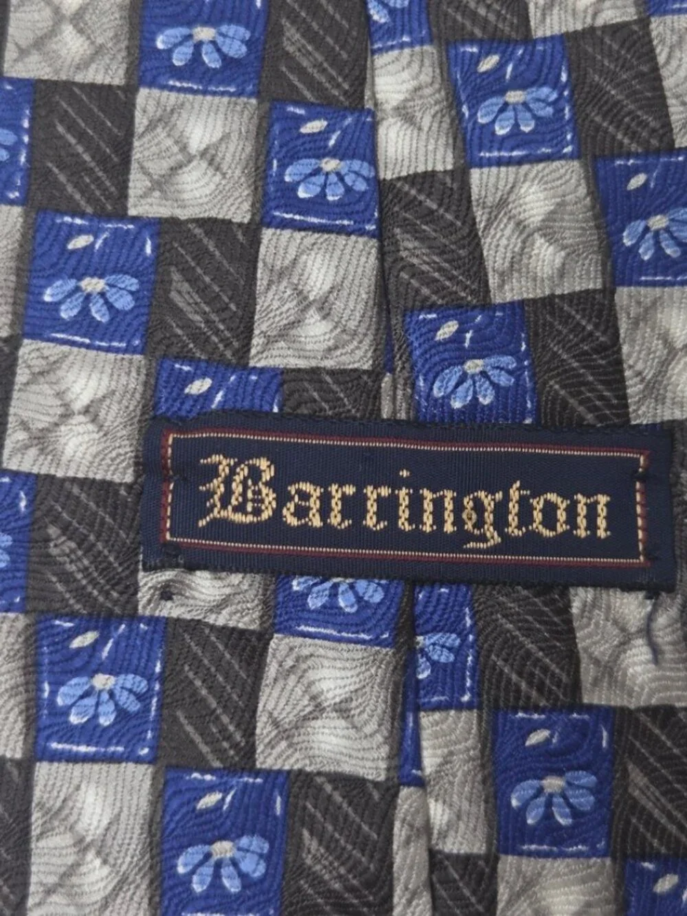 Barrington Mens 100 Percent Silk Tie 58 Inch Blue Gray Geometric Floral
